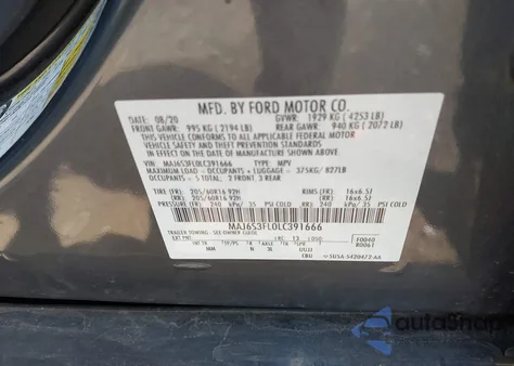 2020 Ford Ecosport S from USA, damaged, VIN MAJ6S3FL0LC391666